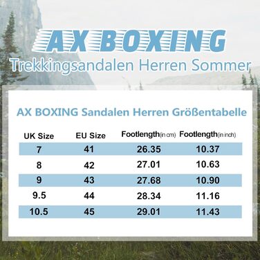 Чоловічі сандалі AX BOXING для трекінгу та спорту, літні, на липучках, дихаючі, чорні, розмір 44 EU