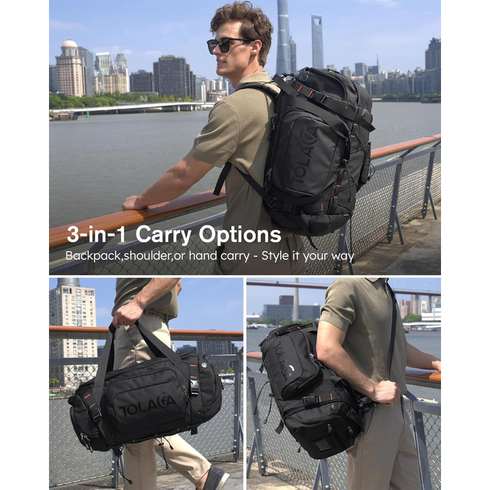 Спортивна сумка-рюкзак Tolaccea 40L з відділеннями для взуття, мокрого одягу та ноутбука 15.6