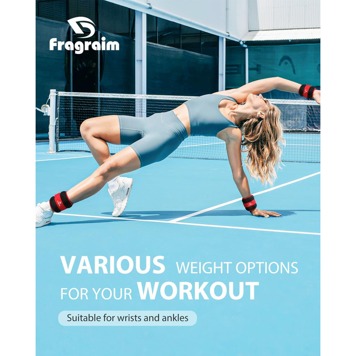 Важкі манжети для ніг та зап'ясть Fragraim (1/2/3/4/5/6/10 кг, 0,5 кг * 2) - для фітнесу, бігу, гімнастики, червоний