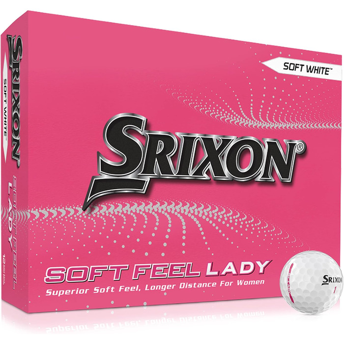 Гольф-м'яч Srixon Soft Feel Lady 8 & 9 для жінок | Низька компресія, простий високий старт | М'яка текстура | Ідеально для помірних замахів та підвищеної точності | Білий (SOFT FEEL LADY8, Білий)