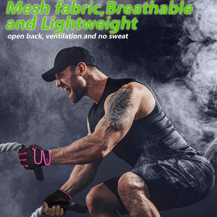 Рукавички для важкої атлетики MOREOK - фітнес рукавички для чоловіків та жінок, рожеві, розмір S