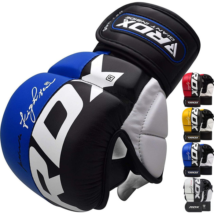Боксерські рукавички RDX для чоловіків та жінок, рукавички для спарингу, кікбоксингу, муай-тай, рукопашного бою, відкрита долоня, блакитні