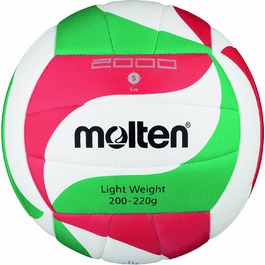 Волейбольний м'яч Molten V5M2000-L Light, біло-зелено-червоний, розмір 5