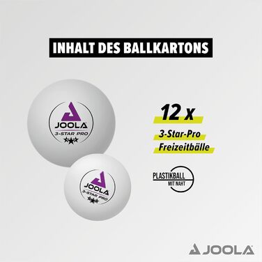 Набір тенісних м'ячів JOOLA 3-Star PRO, 40+ мм, 12 шт.