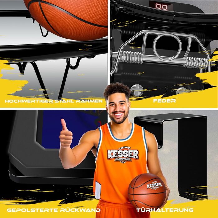 Міні-баскетбольний кошик KESSER® для дому та офісу | Баскетбольний кошик на двері | Ігровий кошик для дитячої кімнати | Баскетбольне кільце з м'ячем та насосом