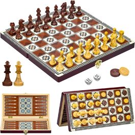 Магнітна шахова дошка з дерева 3 в 1, складана, для подорожей та дітей, 29x29 см