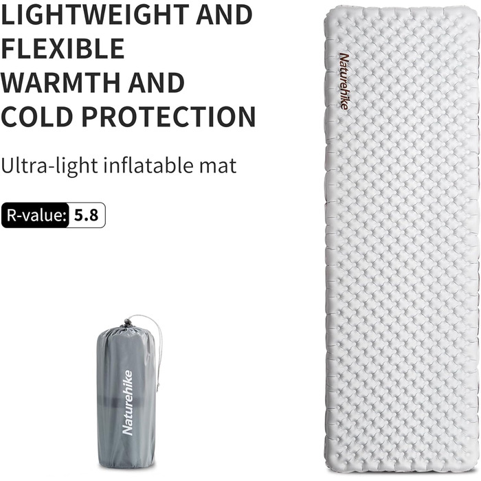 Каремат Naturehike Thermal 5.8 R-value для кемпінгу самонадувний, ультралегкий, всесезонний (жіночий, L)