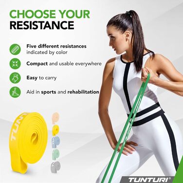 Еспандер стрічковий Tunturi Power Band Light, легкий рівень опору для фітнесу та тренувань