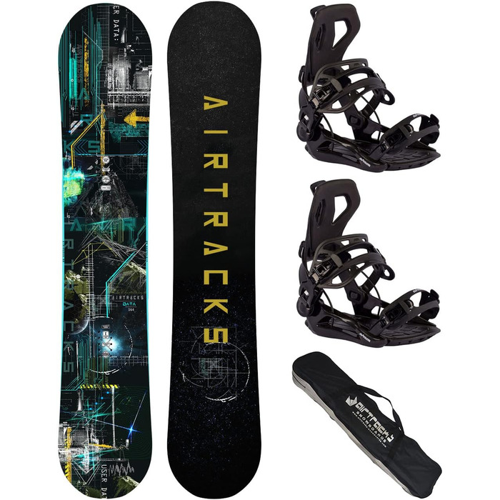 Чоловічий комплект для сноуборду Airtracks Data Flat Zero Rocker Wide 150 см з кріпленням Master Fastec та чохлом