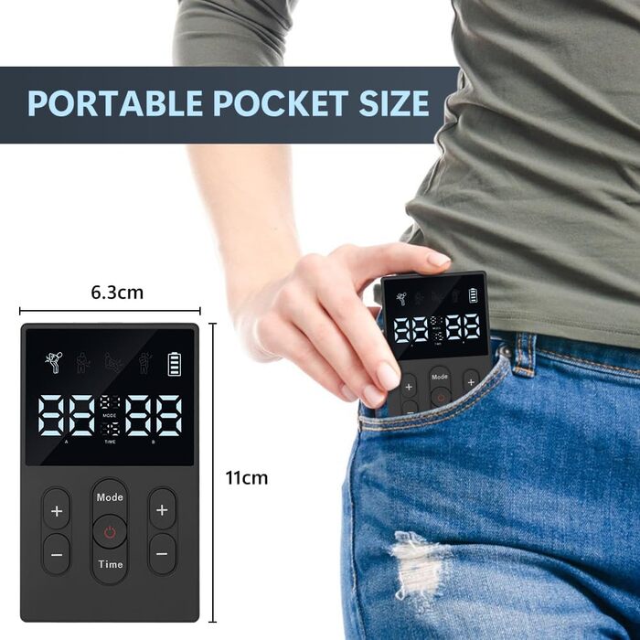 TENS/EMS масажер для тіла 3-в-1: 12 режимів, електрична стимуляція м'язів, для рук, ніг, спини, плечей, шиї (12 електродів)