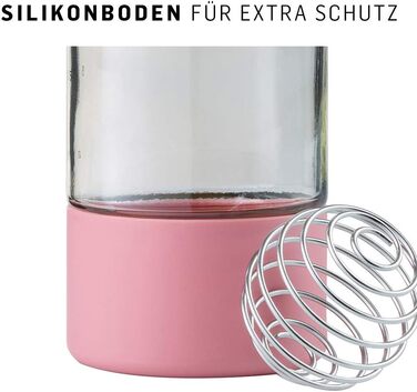 Скляна пляшка BlenderBottle Mantra з кришкою та BlenderBall, для води, йоги та протеїнових коктейлів, BPA Free, 600 мл, рожевий