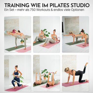 Набір для пілатесу Neolymp для дому – м'яч, кільце, гантелі, стрічки, електронна книга – повний набір аксесуарів для пілатесу – включає килимок для йоги, 1 кг гантелі, блакитний колір