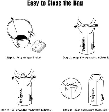 Водонепроникний мішок Unigear Dry Bag 2L/5L/10L/20L/40L – рюкзак, сумка, мішок для каяку, риболовлі, кемпінгу, пляжу з кишенею для телефону та ременями