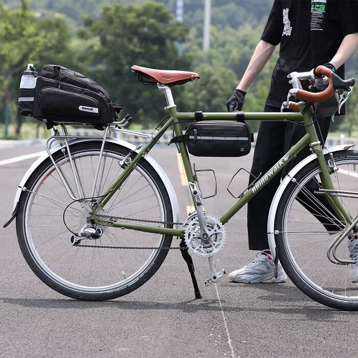 Велосипедна сумка Rhinowalk 12L на багажник, водонепроникна, з плечовим ременем, чорна