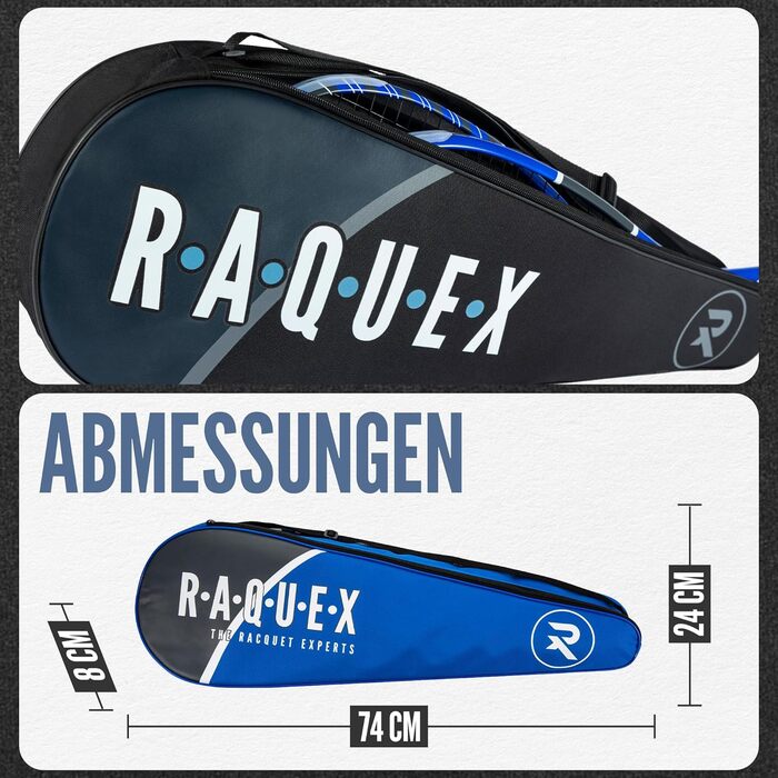 Сумка для бадмінтону Raquex на 3 ракетки – універсальна сумка для бадмінтону та сквошу, регульований плечовий ремінь, чорна