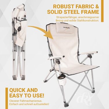 Дитячий складний стілець для кемпінгу Dieckkiners Ehlin, сталевий, регульована спинка, для балкону, саду, тераси, зелений/бежевий