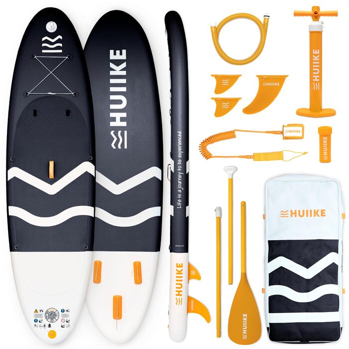 Надувний SUP Борд HUIIKE Stand Up Paddling Board (Essential) з аксесуарами: весло, фіни, насос. Висока стабільність, міцність, 305x84x15 см, до 130 кг.