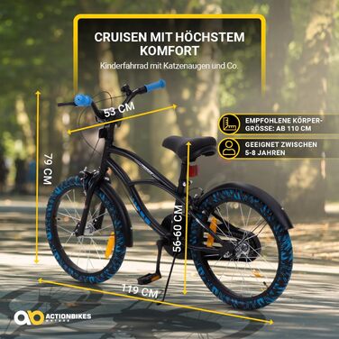 Дитяче велосипед Actionbikes 18/20/24 дюйми - V-Brake гальма, захистники, для дівчаток та хлопчиків (4-12 років)