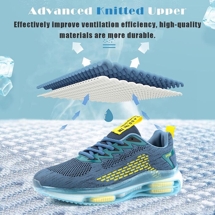 Кросівки чоловічі Hitmars з повітряною подушкою, розмір 39-48, блакитні, 45 EU