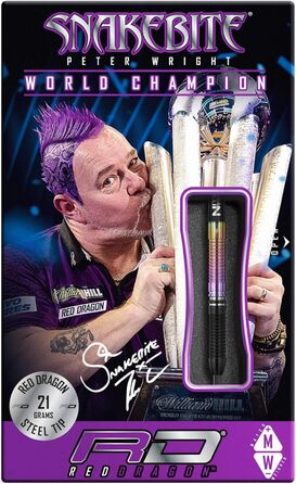 Дротики Red Dragon Snakebite Weltmeister 2020, вольфрамові, з оперенням і стрижнями