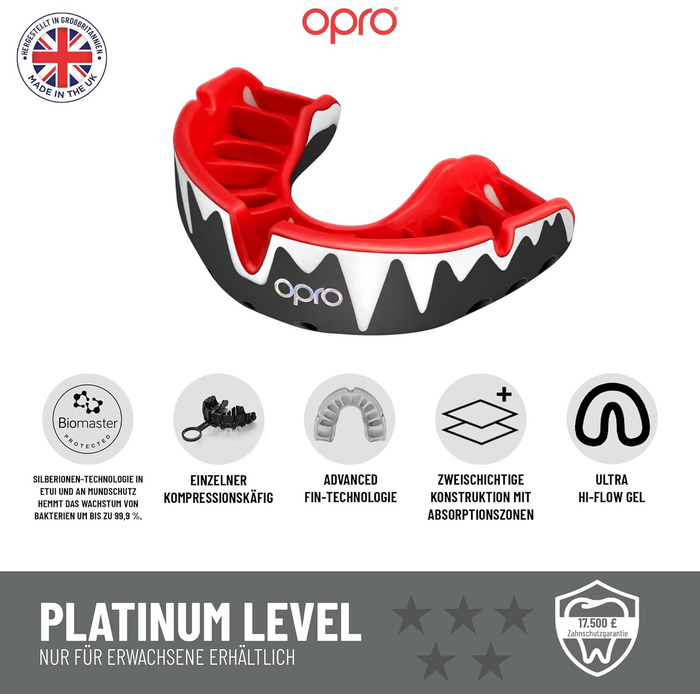 Захисна капа OPRO Platinum для дорослих і дітей, з інноваційною технологією підгонки, для боксу, футболу, MMA, єдиноборств, хокею та контактних видів спорту, чорна/золота/червона