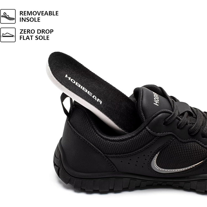 Взуття для бігу HOBIBEAR | Кросівки для трейлраннінгу з широкою передньою частиною | Чорні (43 EU)