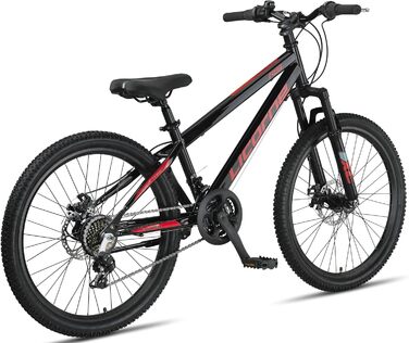 Гірський велосипед Licorne Bike Thunder Premium з дисковими гальмами, 26 дюймів, чорно-червоний, універсальний (для чоловіків, жінок та підлітків)