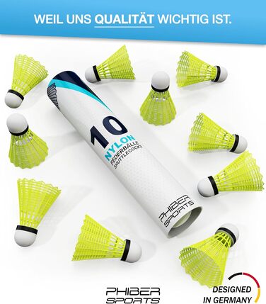 Набір для бадмінтону Federbälle: 10 штук, ідеальний для початківців, сімей та професіоналів. Підходить для гри в приміщенні та на вулиці.