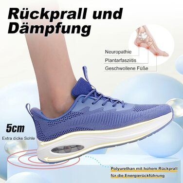 Жіночі кросівки ZYEN для широкої стопи: спортивні, дихаючі, легкі та зручні (43 EU, повний синій)