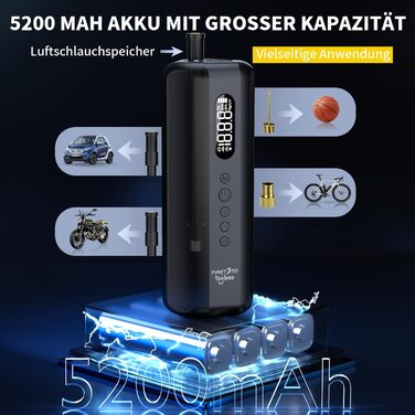 Електрична велосипедна насос-акомпресор Tccbac 5200mAh, 10 Бар, з манометром, для велосипедів, мотоциклів та авто