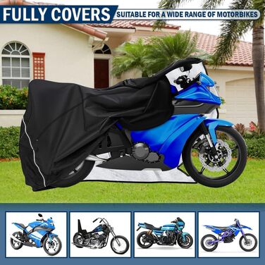 Водонепроникна захисна накидка для мотоцикла Motorrad, 210D, UV-захист, зимова, 245 x 105 x 125 см