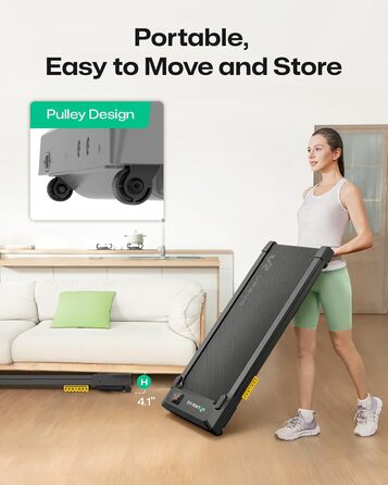 UREVO Smart Walking Pad: Бігова доріжка під стіл з двома амортизаторами, керування через додаток, для дому та офісу