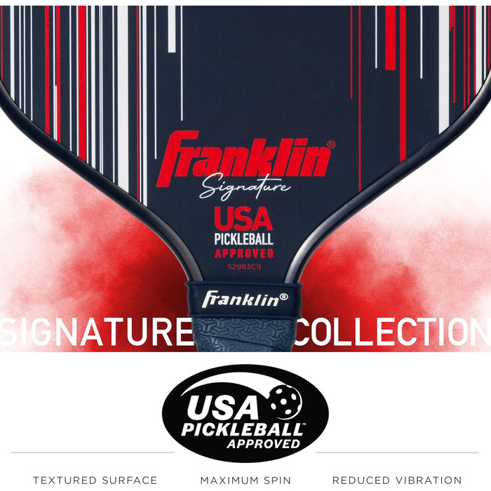 Професійна ракетка для піклболу Franklin Sports Signature Series з MaxGrit поверхнею, поліпропіленовим ядром 13 мм і 16 мм, сертифікована USAPA для турнірів