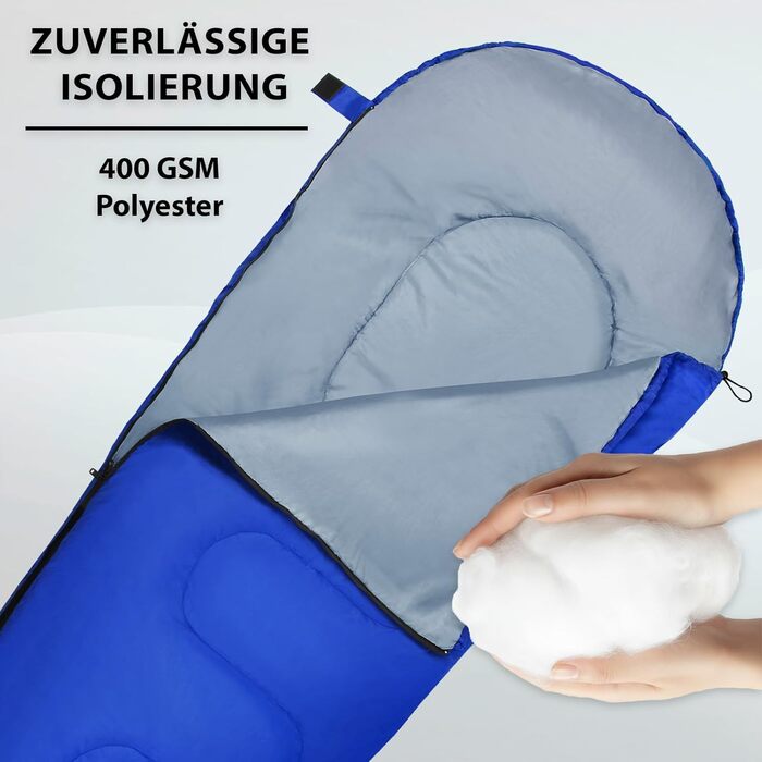 Спальний мішок ALPIDEX 4 сезони -17°C 225x80 см, ультралегкий, для кемпінгу, трекінгу, подорожей (Синій)