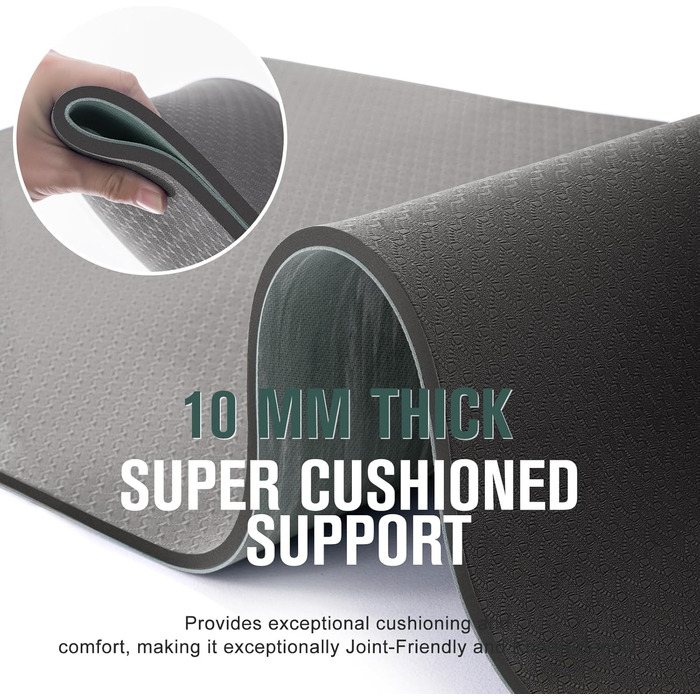 Килимок для йоги Marjar з неслизьким покриттям, фітнес-килимок для занять спортом, 183 x 61 x 0.6-1 см (сірий)