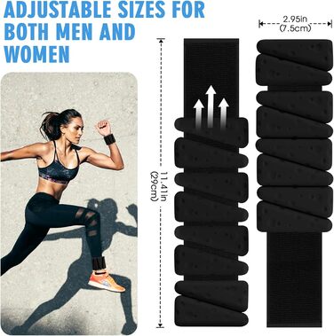 Набір вантажів для зап'ястя 2 шт., регульовані вантажні браслети для жінок та чоловіків, силіконові вантажні браслети для ходьби, йоги, пілатесу, бігу, танців, фітнес-залу, 0,9 кг, чорний
