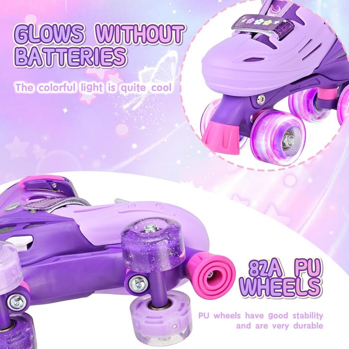 Ролики для дітей 2PM SPORTS - регульовані, рожево-блакитні, для дівчаток-початківців, для катання в приміщенні та на вулиці, розмір M (32-36 EU)