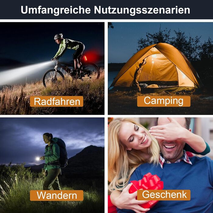 Owleye: комплект велоліхтарів на сонячній енергії, USB-зарядка (Type-C), StVZO, передній + задній ліхтар LED