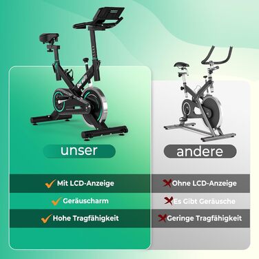 Магнітний велотренажер ONETWOFIT 2026 з LCD-дисплеєм, регульованим опором 0-100% та тримачем для планшета, чорний, до 160 кг