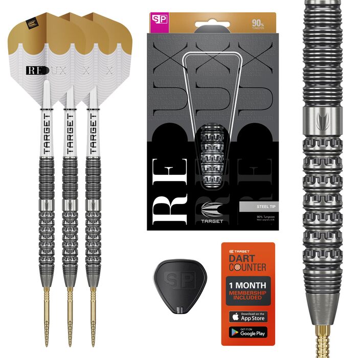 Дарти сталеві Target Darts Redux 90% Tungsten (22G/23G/24G/25G/26G) + пір'я Pro Ultra Nr. 6 + стержні Pro Grip + інструмент для ремонту