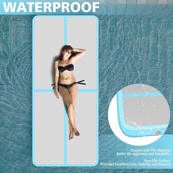 Надувний килимок для гімнастики BPB з електронасосом. 10 футів (300x100x10 см). Для дому, спортзалу, челедангу, йоги, пілатесу, бойових мистецтв, пляжу та водяних розваг.