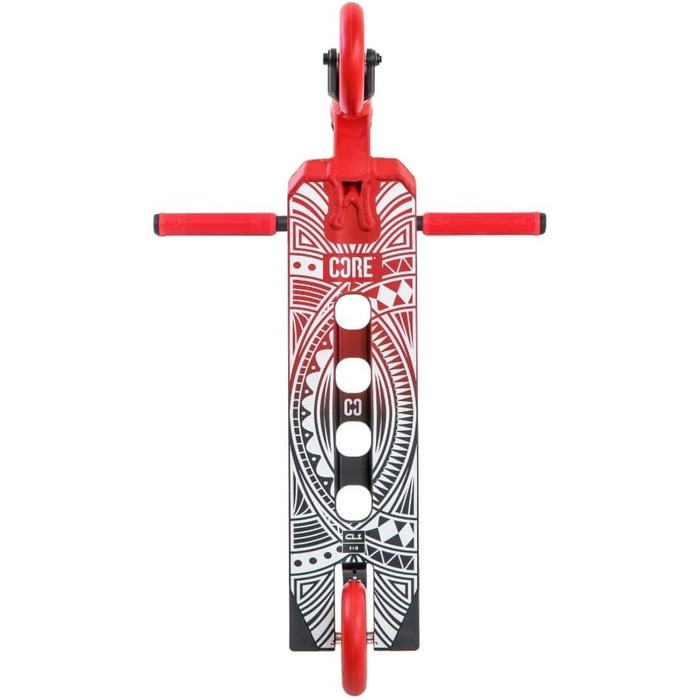 Трюковий самокат CORE Stunt Scooter Trick 110mm, ABEC 9, для дітей та дорослих (від 5 років), регульована висота 78-96 см + наклейка Fantic26 (Чорний/Червоний)
