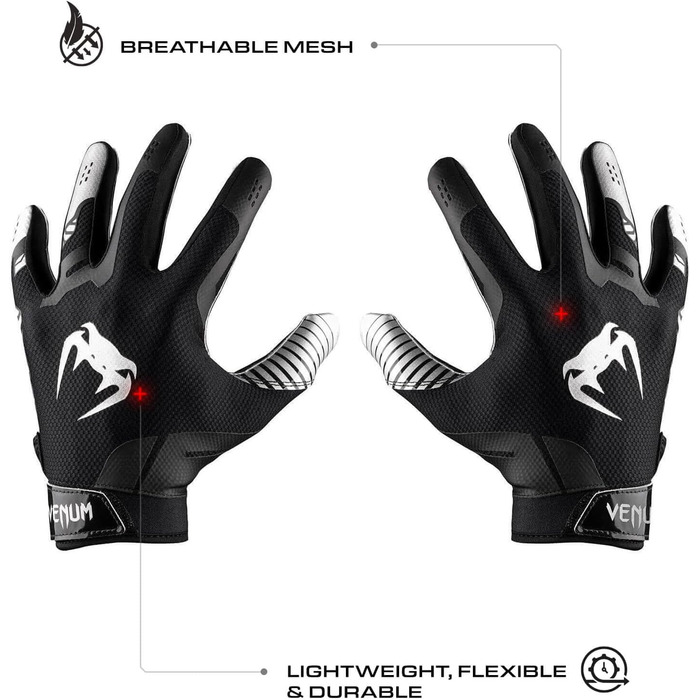 Рукавички футбольні Venum Elite Schwarz/Silver, розмір S (дорослі)