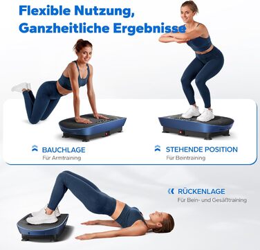 Вібраційна платформа MERACH для формування тіла та розслаблення, тиха та компактна, з LED-дисплеєм, зручним силіконовим покриттям та пультом дистанційного керування (блакитна)