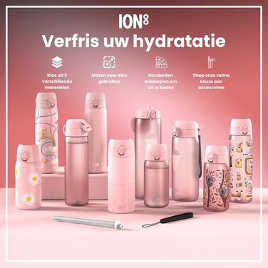 Пляшка для води Ion8, не протікає, зручне відкривання однією рукою, безпечне блокування, підходить для миття в посудомийній машині, з ручкою для перенесення, відкидною кришкою, легко чиститься, дизайн з коалами