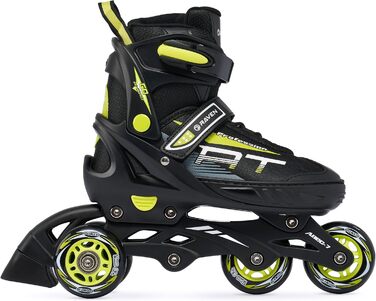 Інлайнерожі RAVEN Profession 4in1 чорного та лаймового кольору, регульовані 31-35 (20,5-23 см), для дітей та дорослих