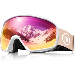 Окуляри гірськолижні Innerking OTG, Anti-Fog & UV400, для корекції зору з подвійним склом, чоловічі/жіночі/підліткові, для катання на лижах та сноуборді A1 – Чорний/Срібний (VLT 11 %) (A3 – Білий/Рожевий (VLT 46 %))