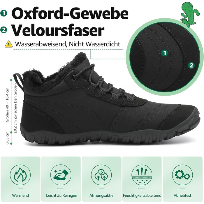 Зимові шкарпетки-тапки без шнурів SAGUARO для жінок та чоловіків, тепла підкладка, розмір EU 36-48, чорний