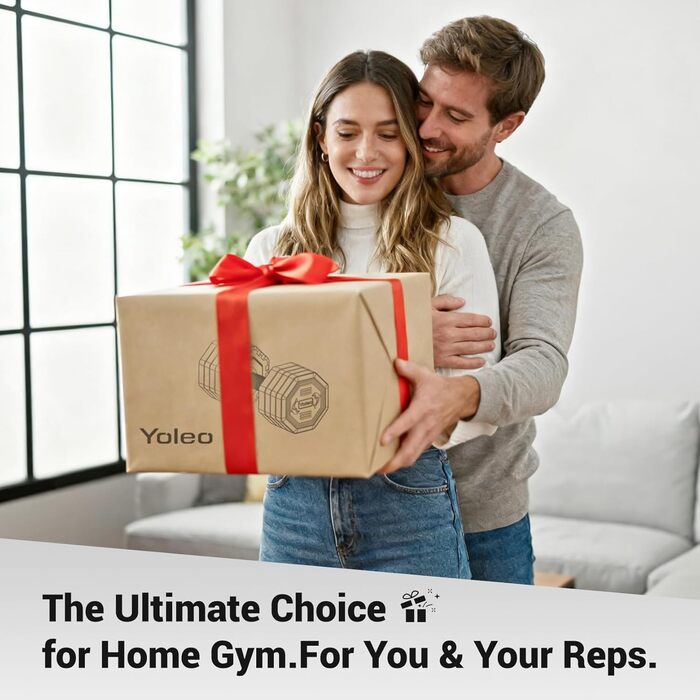 Набір гантелей Yoleo регульований 2/4 шт. для дому, 2 кг, 3 кг, 4 кг, 5 кг, з м'яким TPR-покриттям, для тренувань всього тіла, чорний