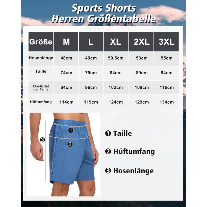 Чоловічі спортивні шорти для тренувань 3 шт. (Чорний, світло-блакитний, темно-сірий)